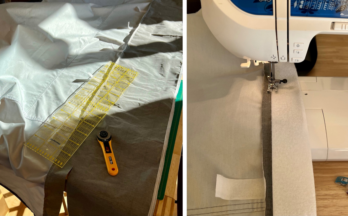 Der Hakenstreifenwird angenäht.